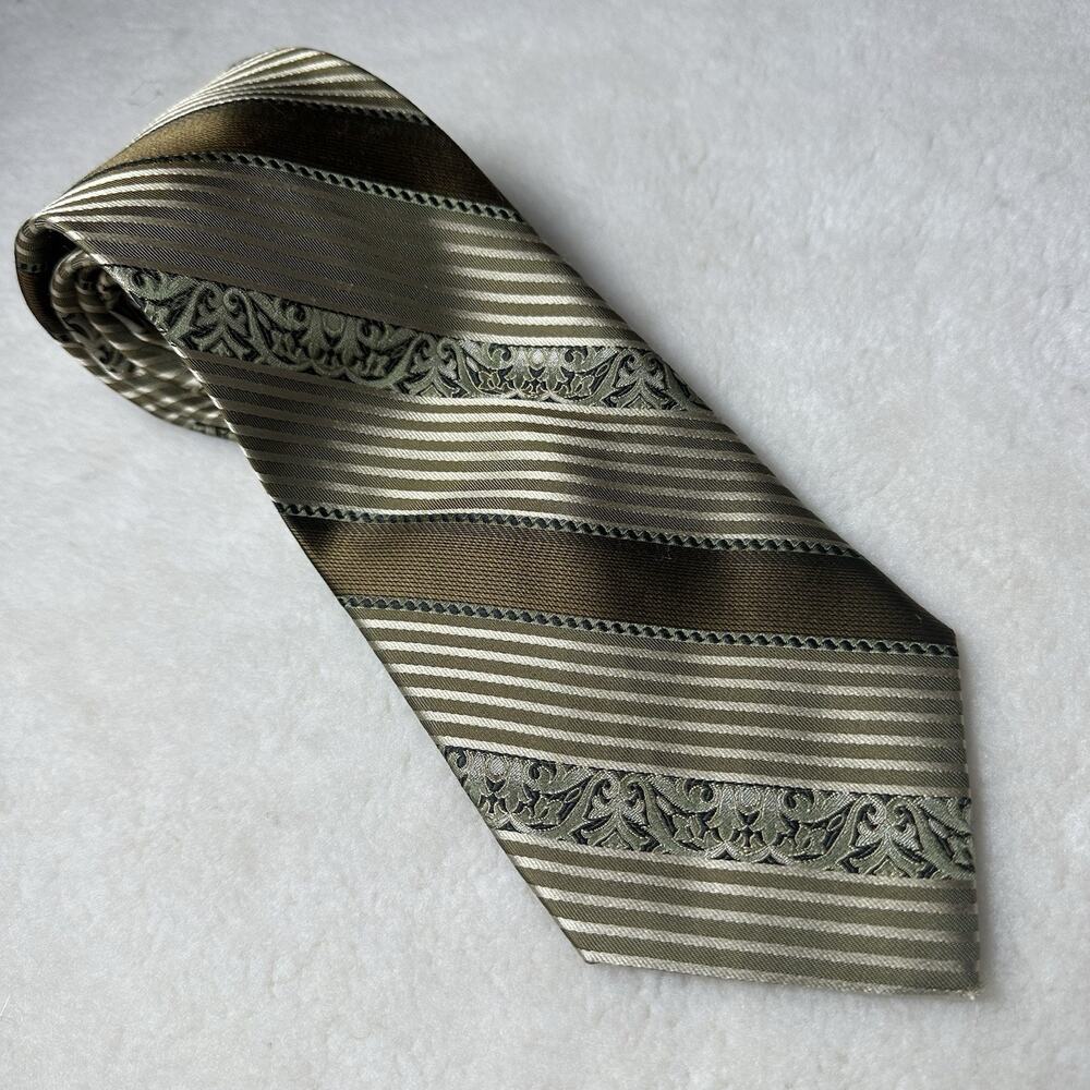 Phat Farm Tie Gold Olive Silk Jacquard 4" x 60" Perfect Retro VTG Classic
